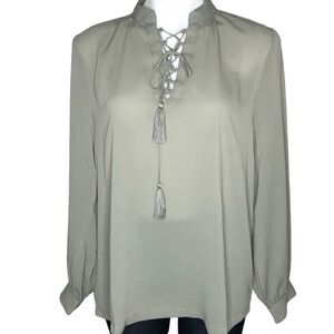 Silver Jeans green lace up blouse, NWT, Medium